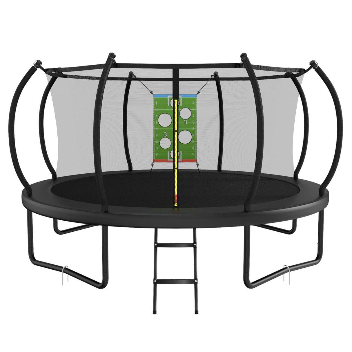 ACWARM HOME Trampoline Outdoor 12FT Trampoline with Safety Net & Rugby Target - Recreational Trampolines for Kids and Adults - Anti-Rust Coated Frame - ASTM Approved - Black ACWARM HOME