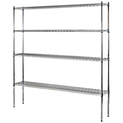 Sandusky Lee WS721274-C Industrial Welded Wire Shelving, 72" Width x 74" Height x 12" Depth, Chrome