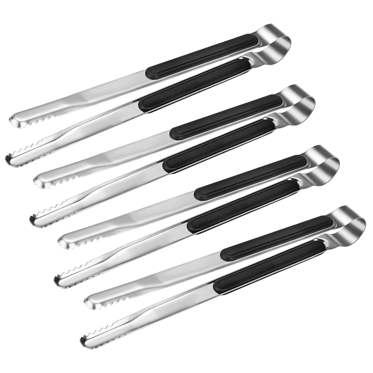 4 Pack Premium Stainless Steel Kitchen Tongs, Serving Tongs for Cooking, XEVOM Metal Food Tongs with Non-Slip Grip, Heat Resistant Grill Tongs 10 inch XEVOM