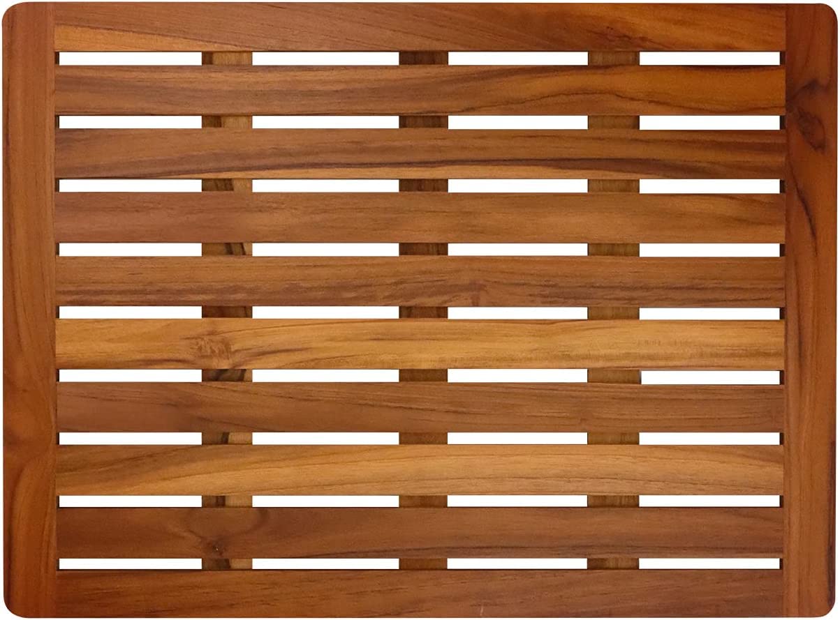 Utoplike (32"x18" Teak Wood Bath Mat, Shower Mat for Bathroom, Wooden Floor Mat Square Large for Spa Home or Outdoor Utoplike
