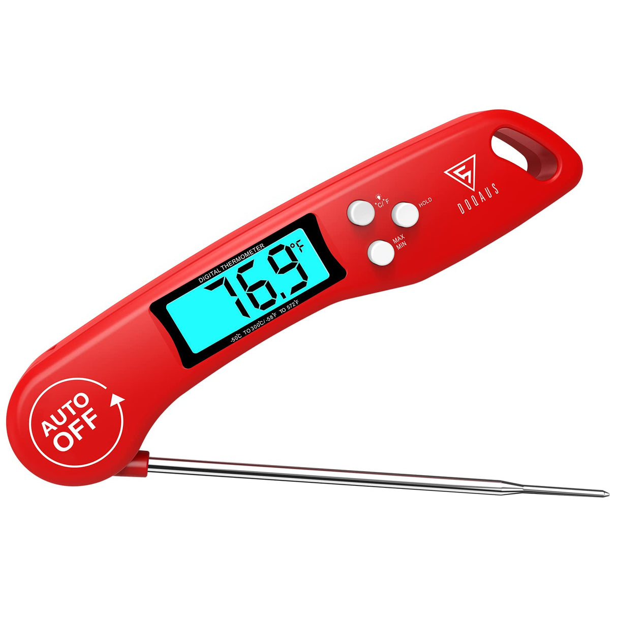 DOQAUS Digital Meat Thermometer, Instant Read Food Thermometers for Cooking, Kitchen Probe with Backlit & Reversible Display, Wide Temperature Range for Turkey, Grill, BBQ, Baking, Bread, Sourdough DOQAUS