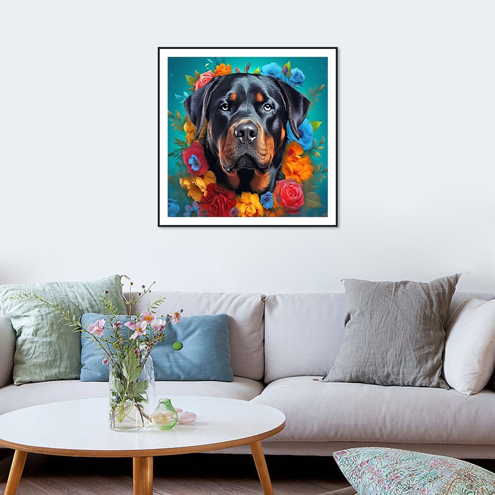 WSLWXSHM Diamond Painting Kits for Adults Dog, Round Full Drill Diamond Art Kits, 5D DIY Paint with Diamonds Crafts for Home Wall Decoration Gifts 12×12Inch, Animal WSLWXSHM