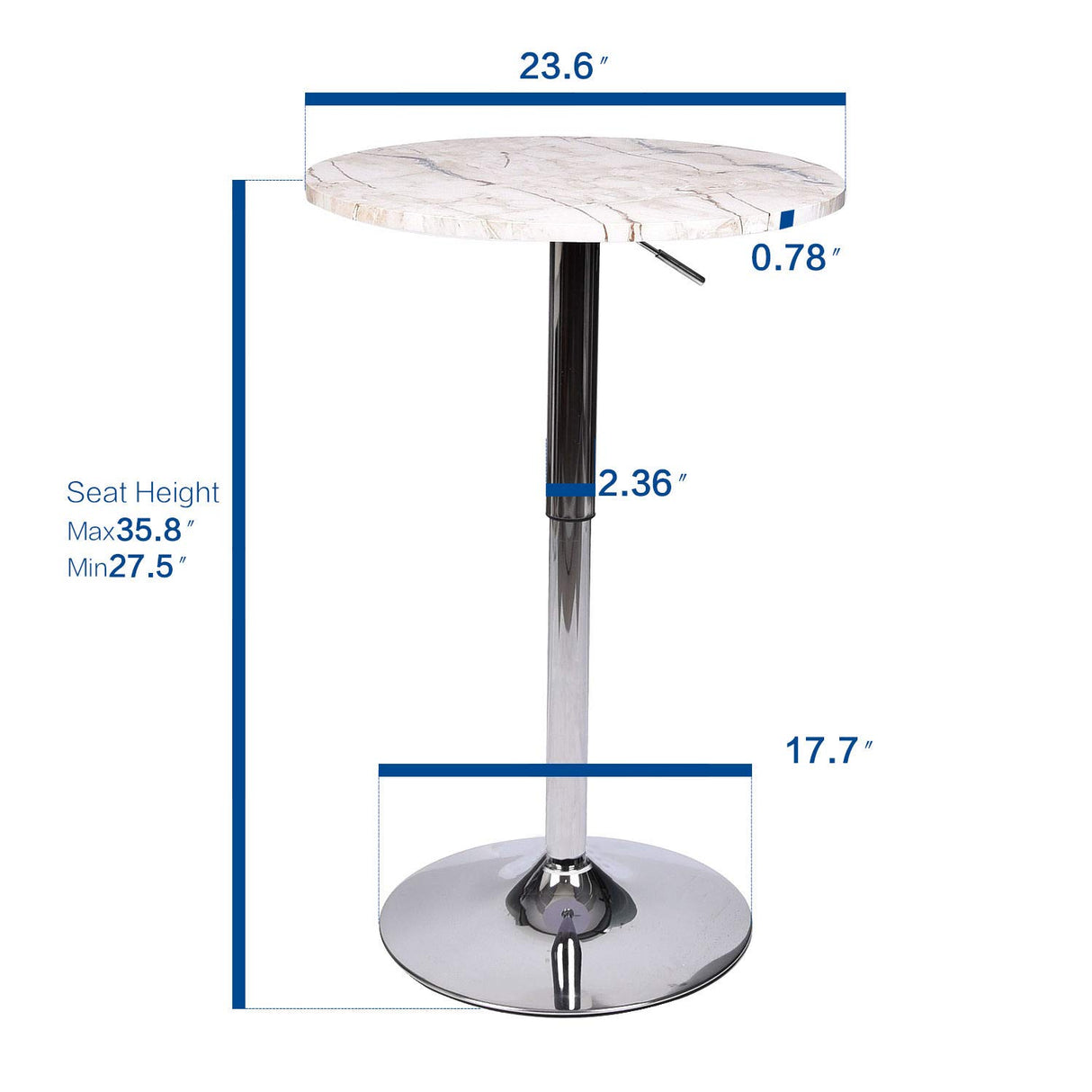 ARTETHYS Bar Table Adjustable Height Swivel 360 Degrees Round Tall Cpunter Height Pub Desk ARTETHYS