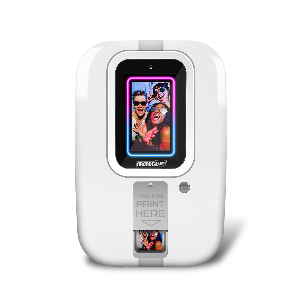 Arcade1Up Touchscreen Photobooth - Personalize Your Selfies with Stickers, Picture Effects, and Cool Filters, Prints 2" x 3" Photos, Instantly Share via QR Code - Perfect for Parties and Weddings ARCADE1UP