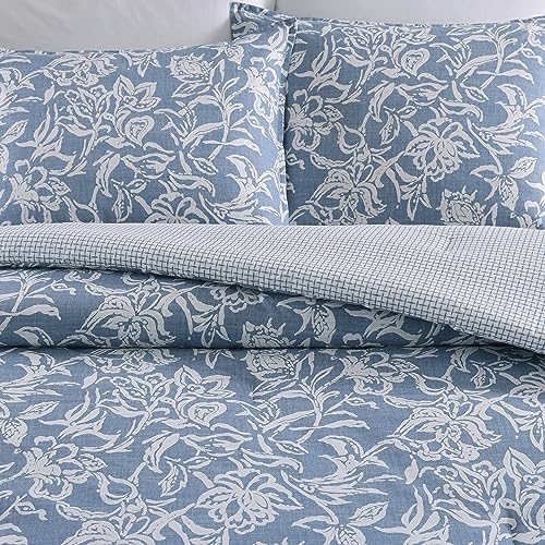 Nautica - Full/Queen Comforter Set, Cotton Reversible Bedding Set with Matching Shams (Tortola Blue, Full/Queen) Nautica