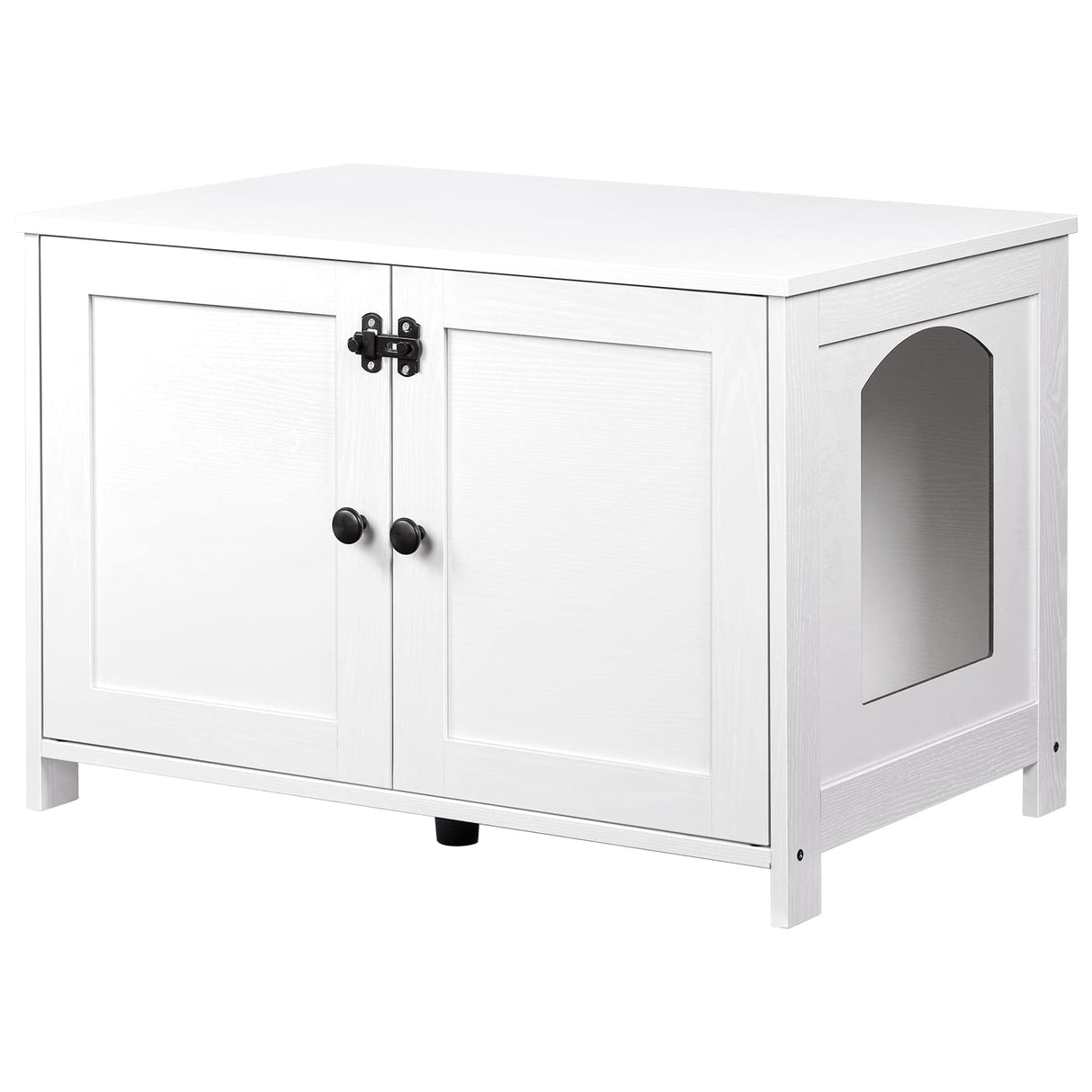 HOOBRO Litter Box Enclosure, Cat Litter Box Furniture with Removable Divider, Large Hidden Litter Box Furniture, Wooden Cat House, End Side Table, 31" L x 17.5" W x 18" H, White WT03MW01G2 HOOBRO