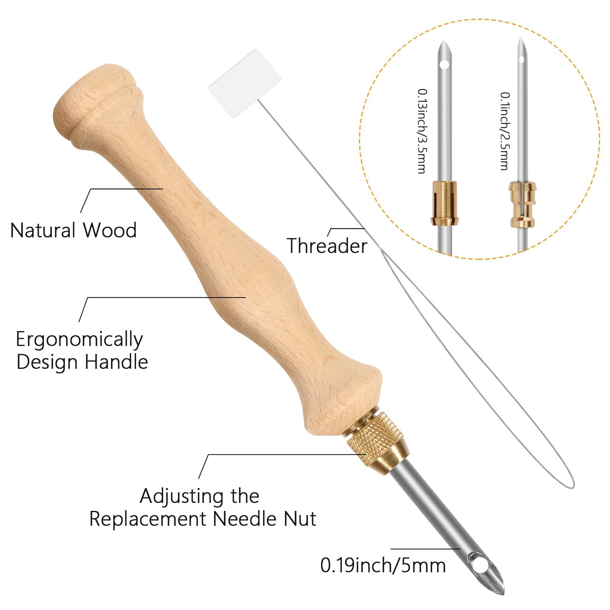 Pllieay Punch Needle, Wooden Punch Needle Tool, Adjustable Embroidery Punch Needle Tool for Punch Needle, DIY Craft Stitching Pllieay