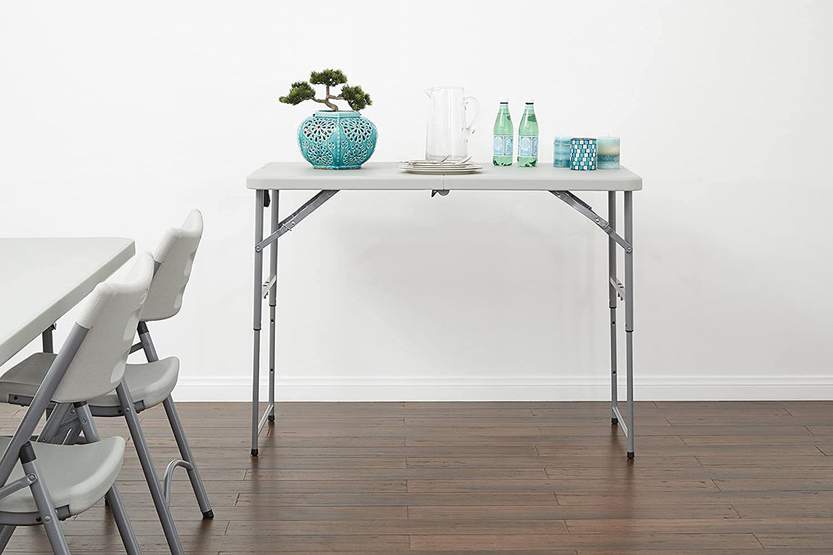 Office Star Resin Multipurpose Rectangle Table, 4-Feet Long, Height Adjustable, Center Folding Table, Light Gray Office Star Products