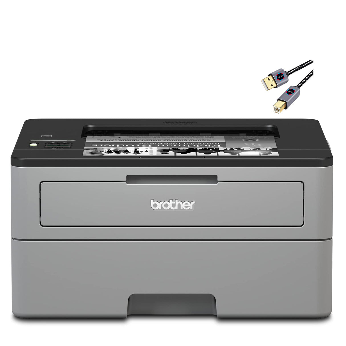 Brother L-2325DW Series Compact Monochrome Laser Printer I Wireless I Mobile Printing I Auto 2-Sided Printing I Print Up to 26 Pages/min I 250-sheet/tray I 1-line LCD Display + Printer Cable Brother