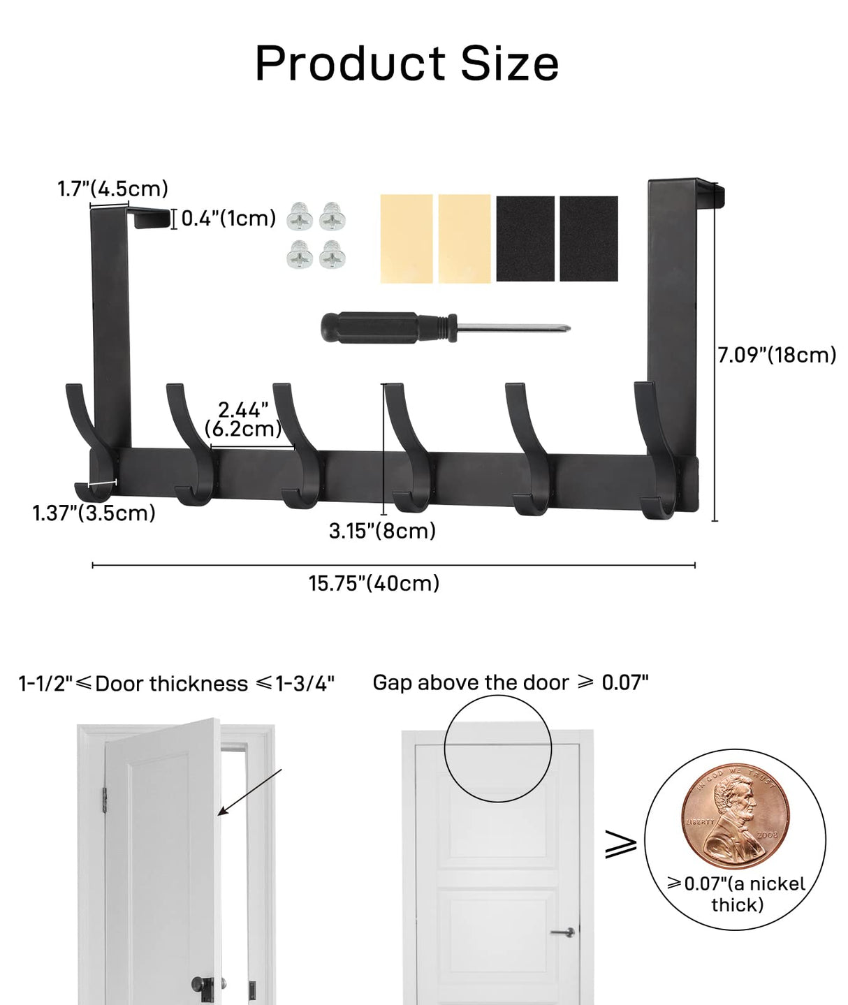 Over The Door Hooks, Door Hanger Hooks for Hanging, Over The Door Towel Racks for Bathroom with 12 Coat Hooks, Over The Door Hanger, Coat Rack Hat Rack Over The Door Organizer Optish
