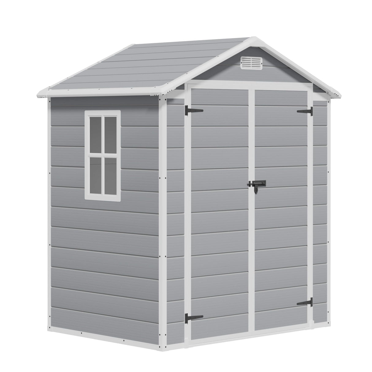 Greesum Outdoor Storage Shed 6X4FT All-Weather Resin Tool Room with Floor for Garden,Backyard,Pool Tool, Light Grey Greesum