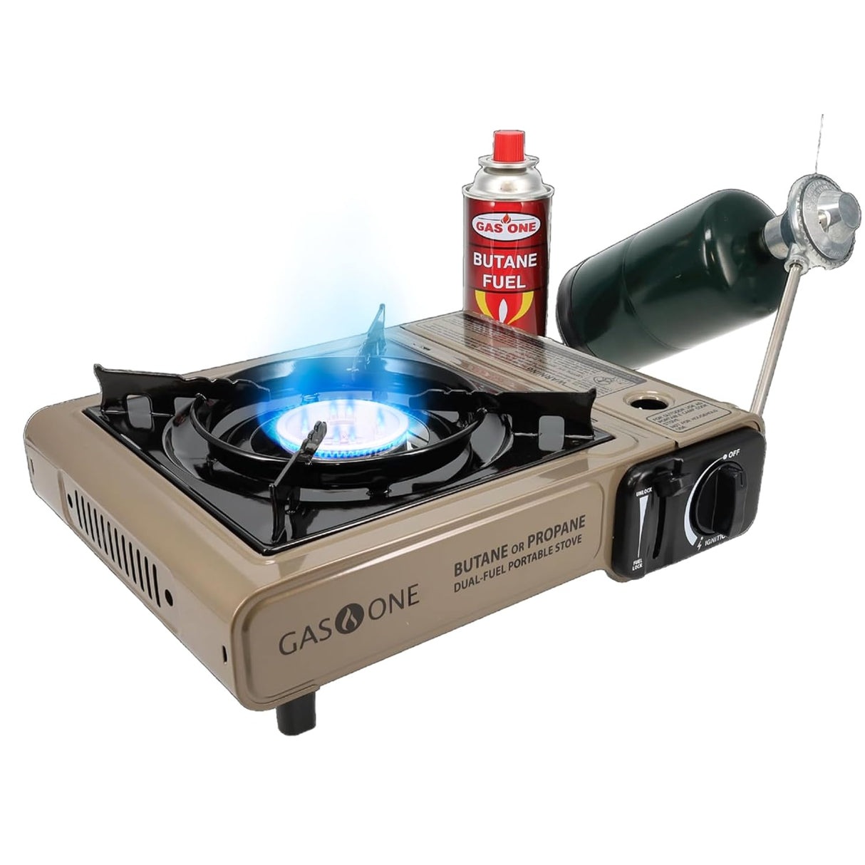 Gas One GS-3400P Propane or Butane Stove Dual Fuel Stove Portable Camping Stove - Patented - with Carrying Case Great for Emergency Preparedness Kit Gas One