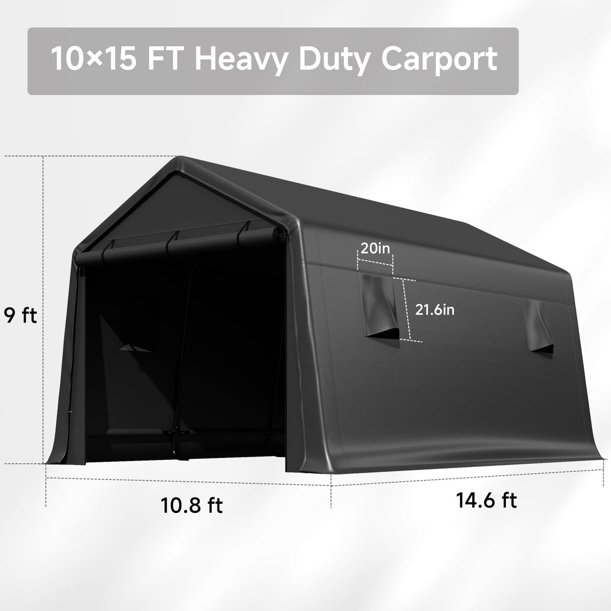10×15 FT Outdoor Snow Carport, Portable Storage Shed Outdoor Waterproof, 240 g PE Waterproof Cover, Storage for Agricultural Utility Tractors, Garden Tools, Woods and Haystacks Real Relax