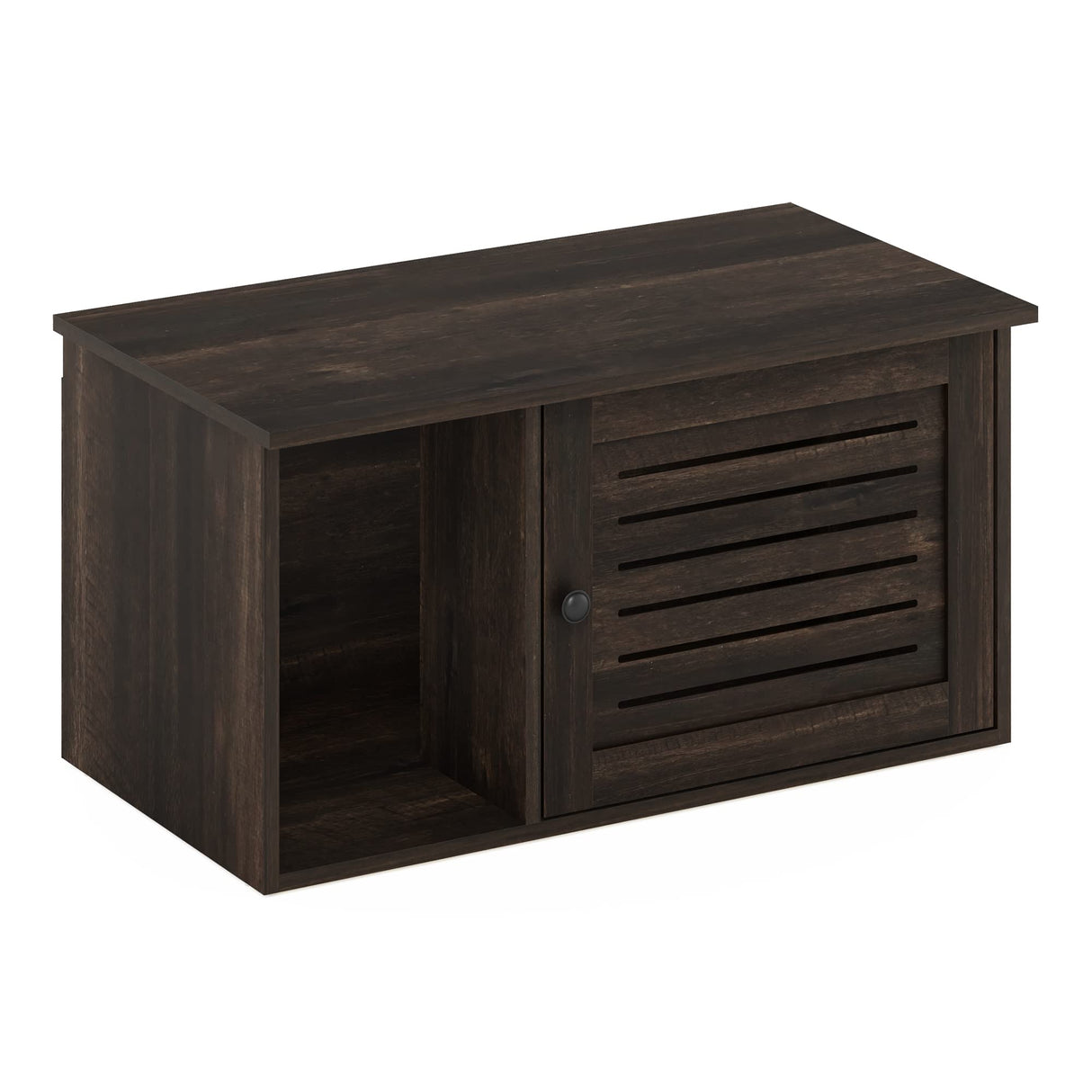 Furinno Peli Farmhouse Hidden Cat Litter Box with Divider, Ebony Furinno