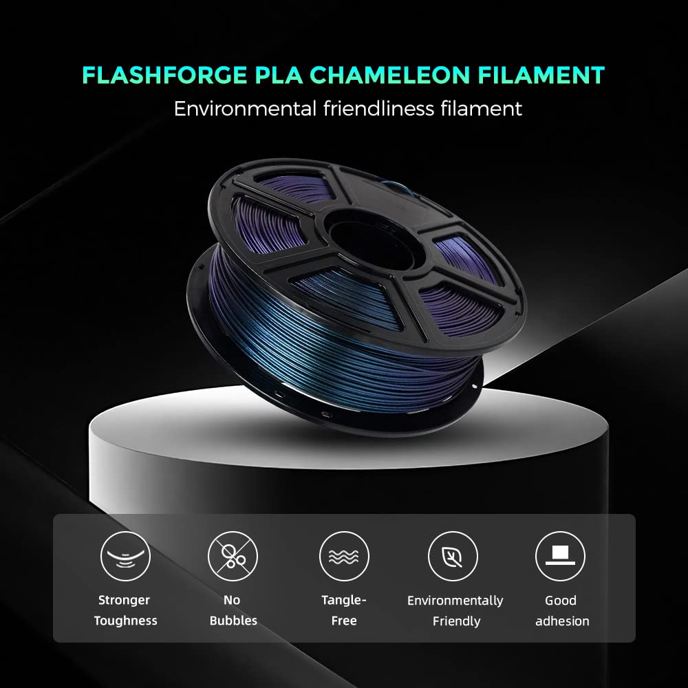 FLASHFORGE 3D Printer Filament Chameleon PLA Color Shift Filament 1.75mm, Changes Color with Light and Angles, 1KG Spool (2.2lbs), Dimensional Accuracy +/- 0.02mm for FDM 3D Printers (Burnt Titanium) FLASHFORGE