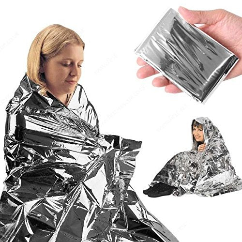 HealthyLine Thermal Foil Emergency Blankets (50 Pack) – Mylar Space Blanket for Heat Retention, Waterproof & Windproof, Lightweight Survival Gear for Outdoors, Camping, First Aid, and Sauna Use HealthyLine