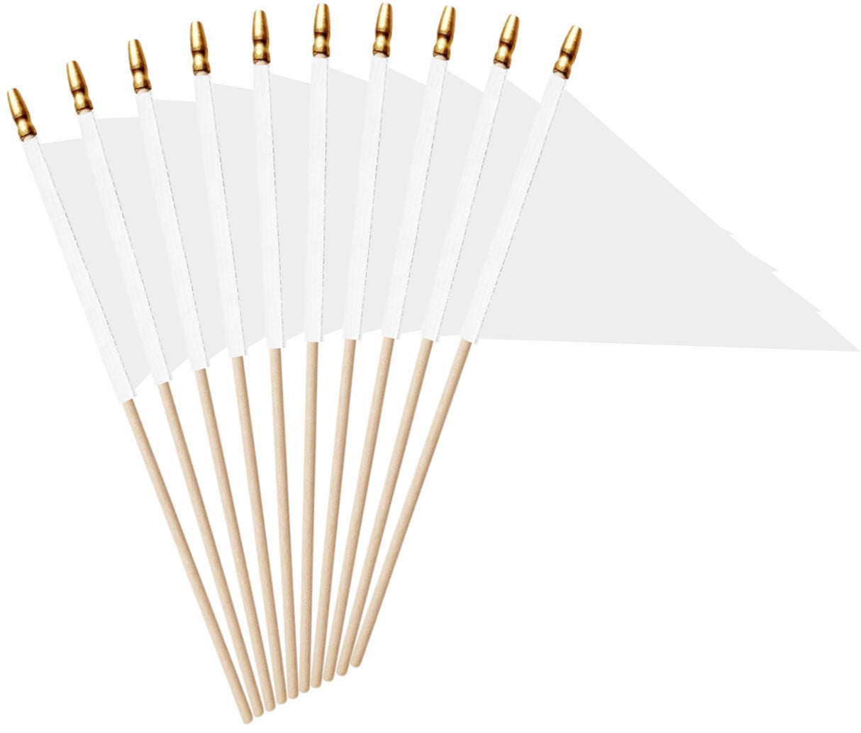 LUSEOAN 20 Pack White Mini Pennant Wood Stick Sublimation Flag Set - 5x8 Inch Solid Color Blank Hand Held Small Miniature Triangle Plain Flags for DIY Graffiti,School,Kids Birthday,Grand Opening LUSEOAN