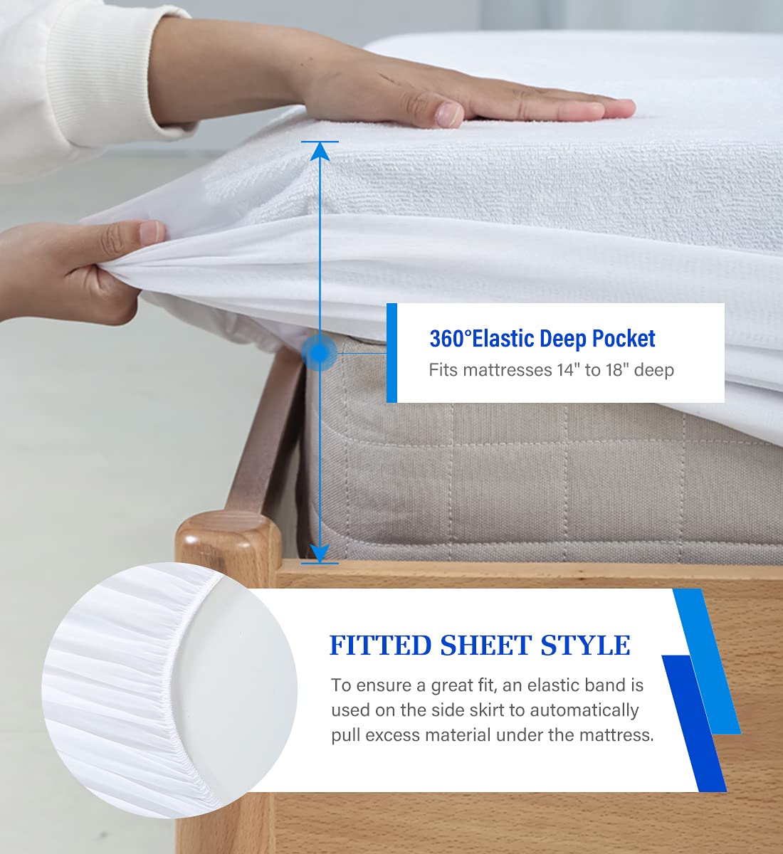Twin Mattress Protector Waterproof Mattress Topper Cover Super Noiseless Soft & Breathable for Kids Bed Cover,Terry Twin Mattress Pad for Kids Pets Adults Fitted Bed Sheets Twin 39"x75" Artivestion