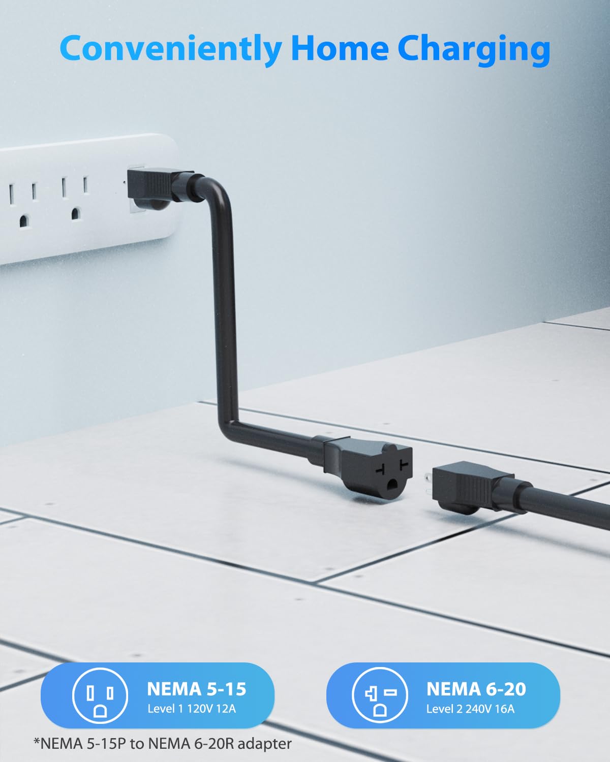 EVDANCE Level 1&2 EV Charger, Electric Vehicle Portable Charger with 25FT Cable, Home EV Charging Station for J1772 Electric Cars, 16Amp 110V-240V, NEMA 6-20 & NEMA 5-15 Plug EVDANCE