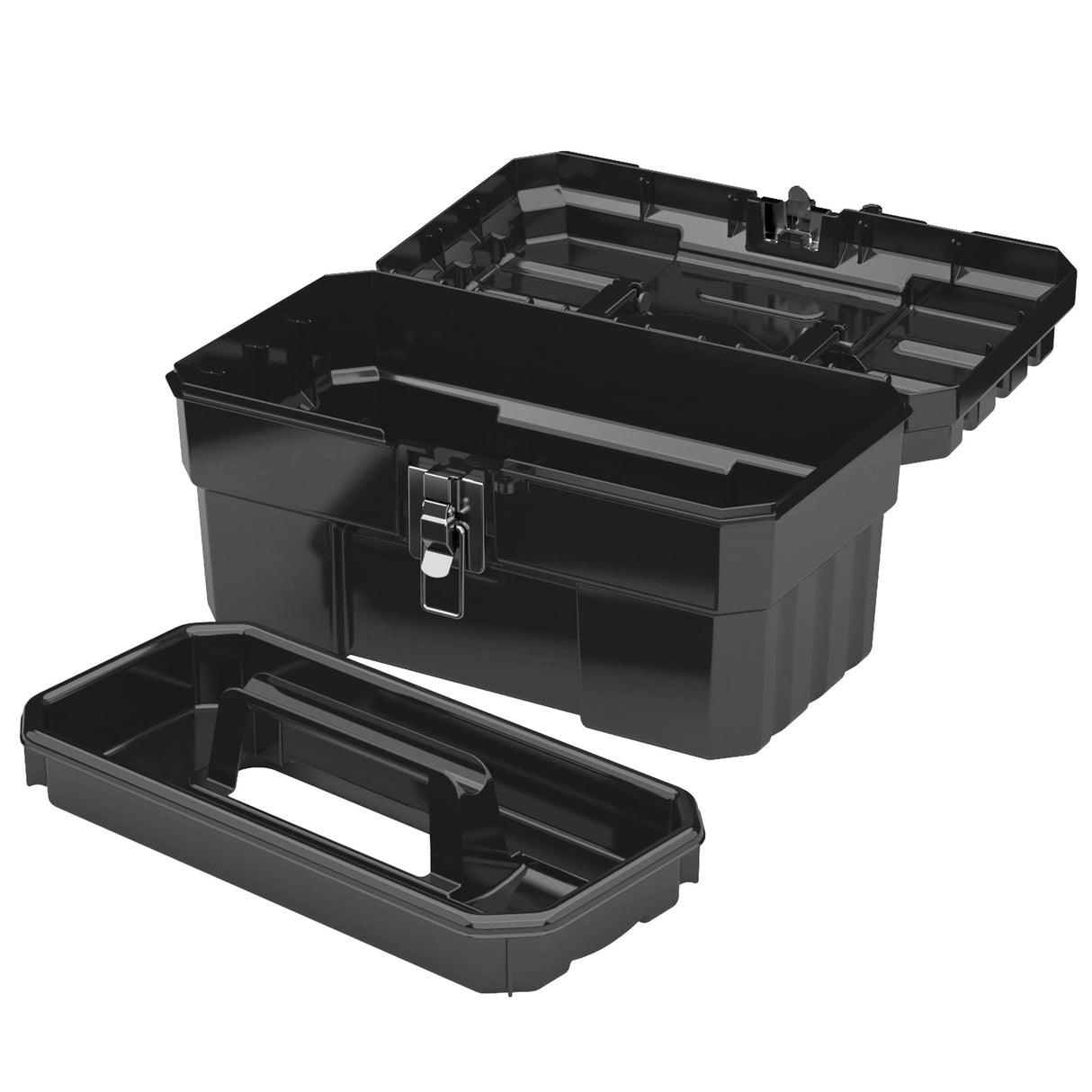 Akro-Mils 09514 ProBox 14-Inch Plastic Toolbox for Tools, Hobby or Craft Storage Toolbox with Removable Tray, 14-Inch x 8-Inch x 8-Inch, Black Akro-Mils
