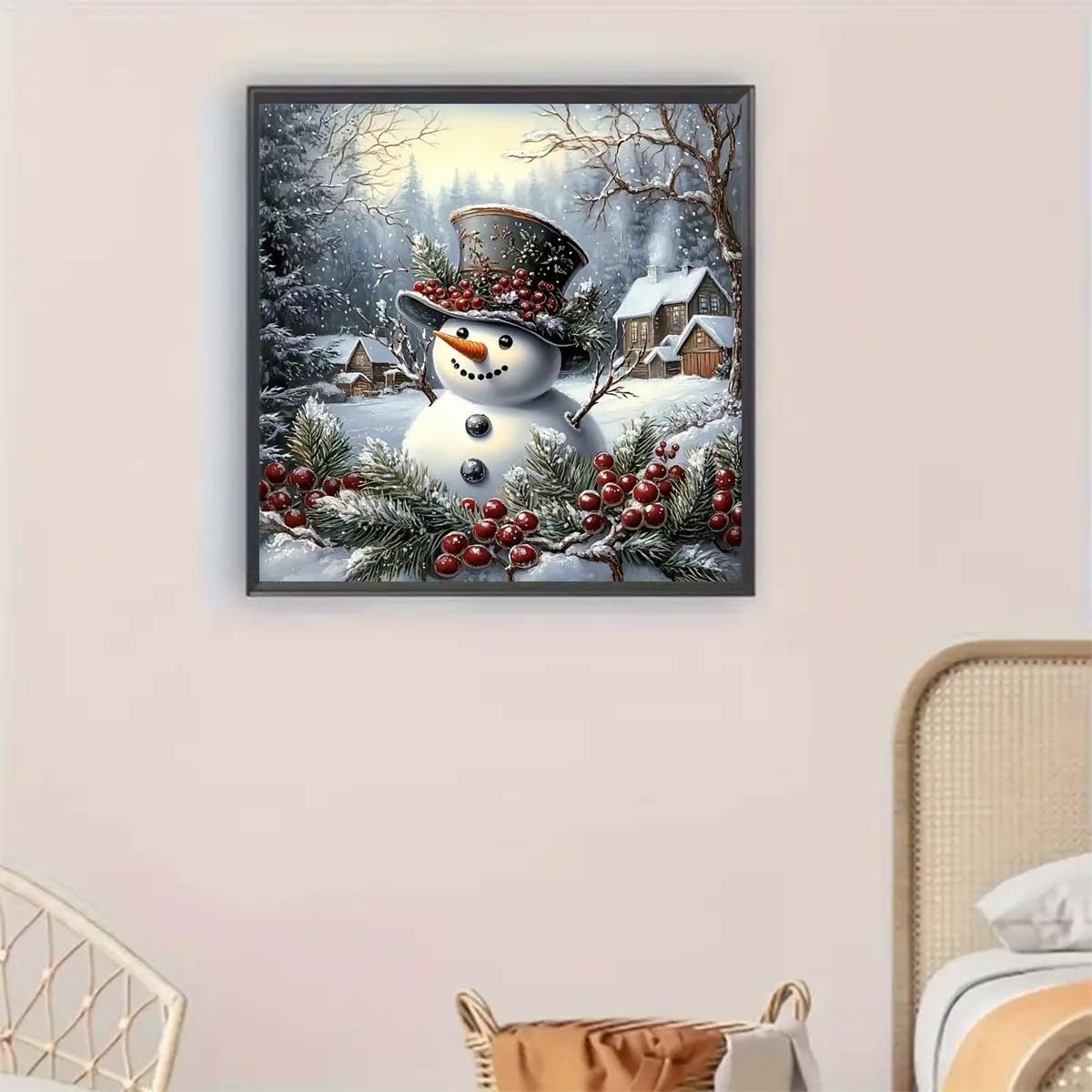 5D Winter Diamond Art Kits for Adults Beginners,Christmas Snowman Diamond Painting Kits,DIY Full Round Drill Diamond Dots Paintings Gem Art Crafts for Home Decor 13.8x13.8inch GEMFAMILY
