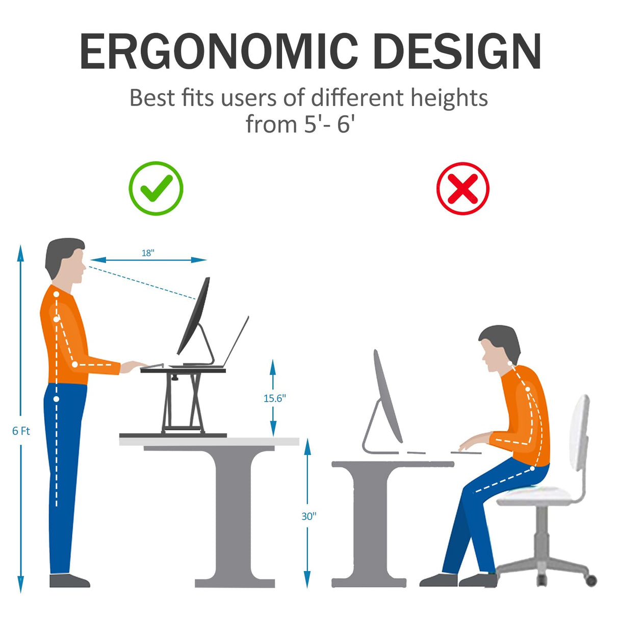 Aconcept Extra-Slim 24 x 14 White Lift Standing Desk Converter, Manual Adjustable Height Sit Stand up Desk Riser, Compact for Monitor or Laptop Workstation Aconcept