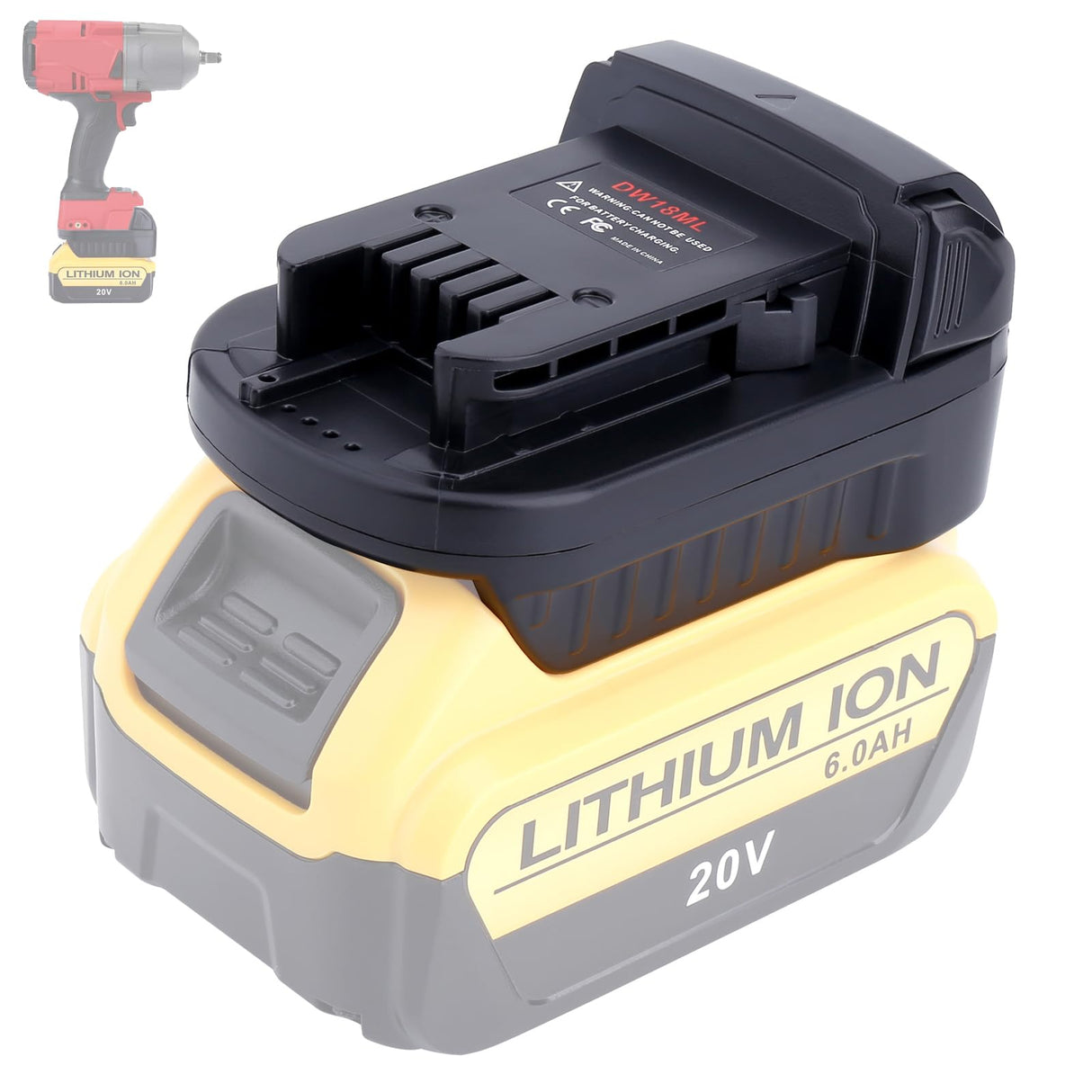 Battery Adapter for DeWalt to Milwaukee Battery, for DeWalt 18V 20V Lithium Battery DCB205 DCB206 Convert to Milwaukee M18 18V Battery 48-11-1850 Use for M18 Series Cordless Power Tool (Adapter only) Qbmel