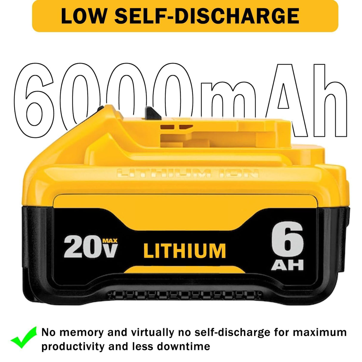 Xmenany 4Pack 20V 6000mAh Replacement for Dewalt 20V Lithium Battery Max DCB200 DCB206 DCB201 DCB203 DCB181 DCB180 DCD/DCF/DCG/DCS Series Xmenany