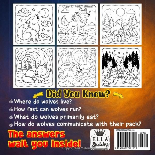 Wolf Coloring Book for Kids: 50 Fun Facts and Wild Wolf Coloring Pages, Learn About Wolves with 50 Educational Facts and Adorable Illustrations Who Love Wildlife Majosta
