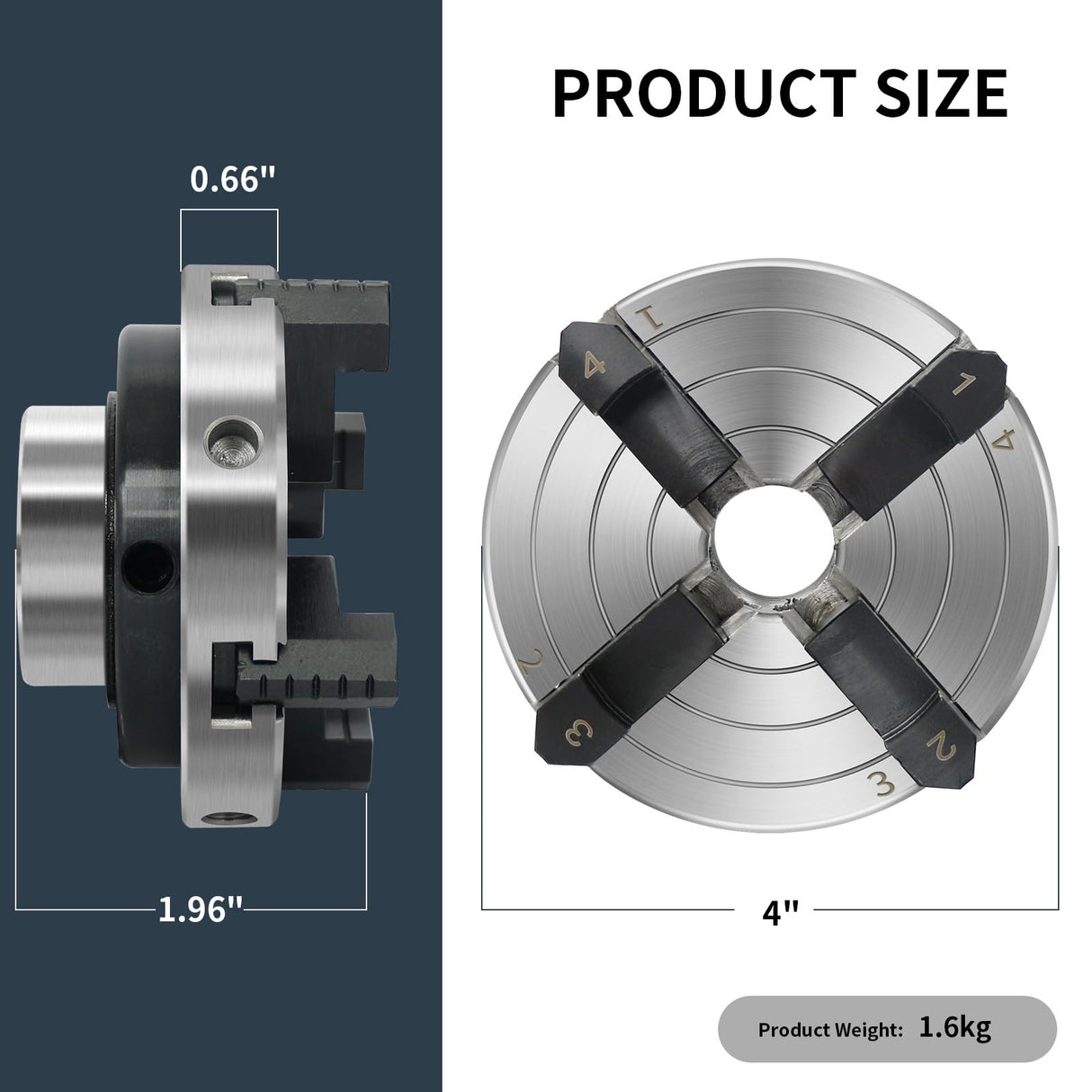 Wood Lathe Chuck,4-Inch 4-Jaw Lathe Chucks, Self-Centering Lathe Chucks for Woodturning with 1"x8TPI Thread HAowosi