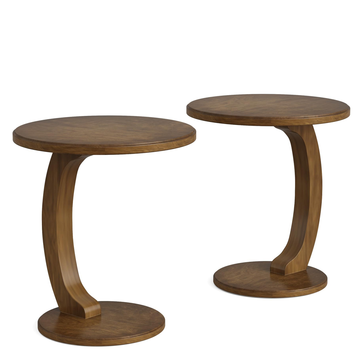 Tribesigns C-Shaped Side Table, Round Wooden End Table, 18.89 Inches Couch Table, Sofa End Table, Side Table for Living Room, Bedroom, Office, Vintage Brown Tribesigns