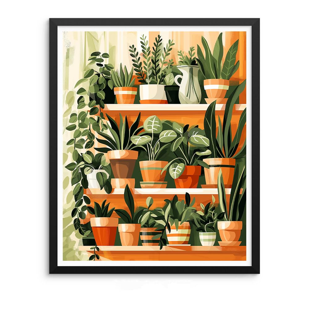 Natuyalo Paint by Numbers for Adults - DIY Adult Paint by Number Kits Painting on Canvas Green Plant Painting by Numbers for Beginners, Potted Art Craft Kits for Adults (16x20 Inch) Natuyalo