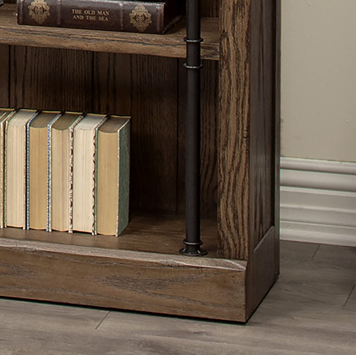 Martin Furniture Avondale 8' Tall Bookcase Wall with Ladder, Storage Organizer, Display Shelf for Office, Brown Martin Furniture