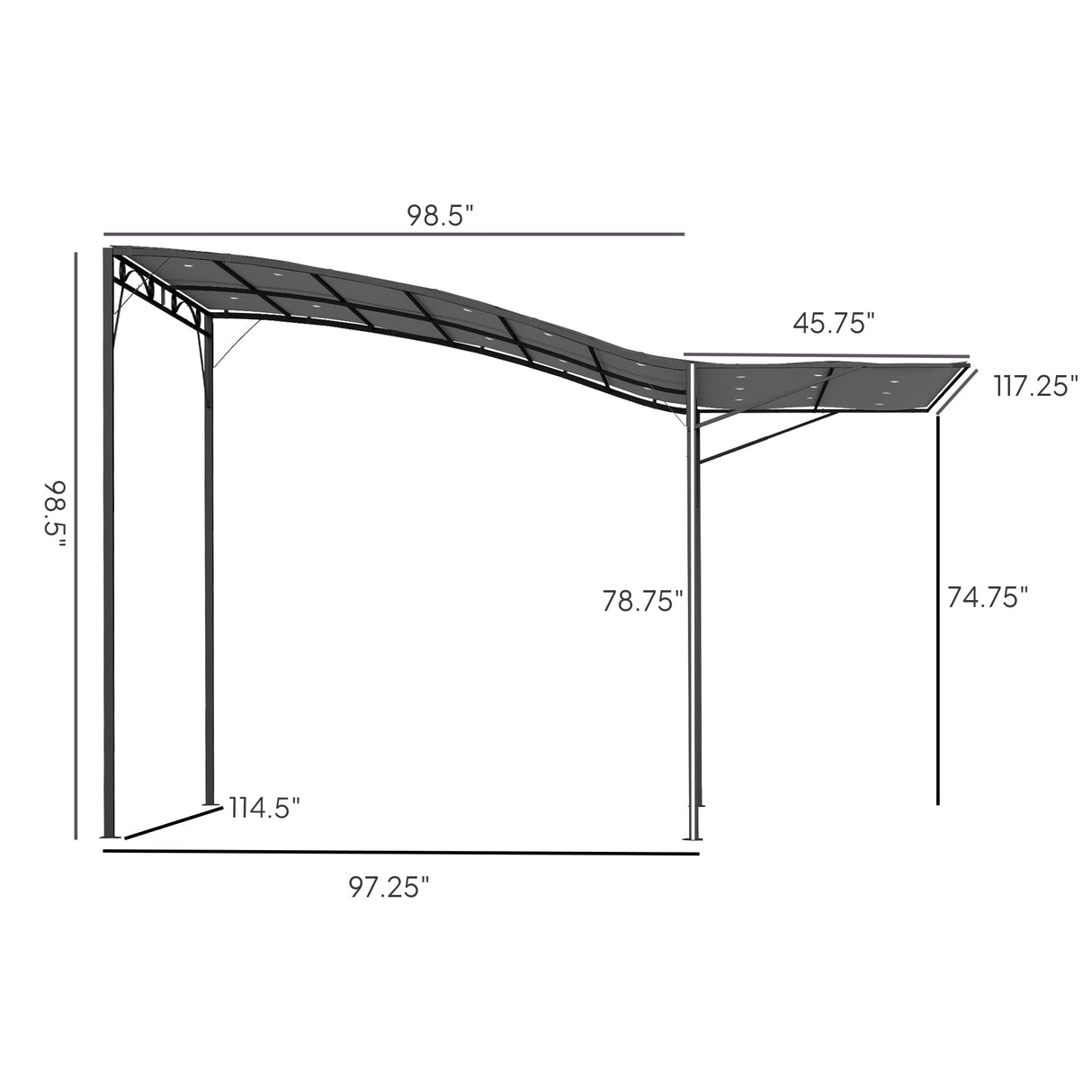 Outsunny 10' x 8' Outdoor Pergola and Patio Gazebo, Extendable Side Awning, Sun Shade Shelter for Garden, Camper, Deck, Doors and Windows, Dark Gray Outsunny