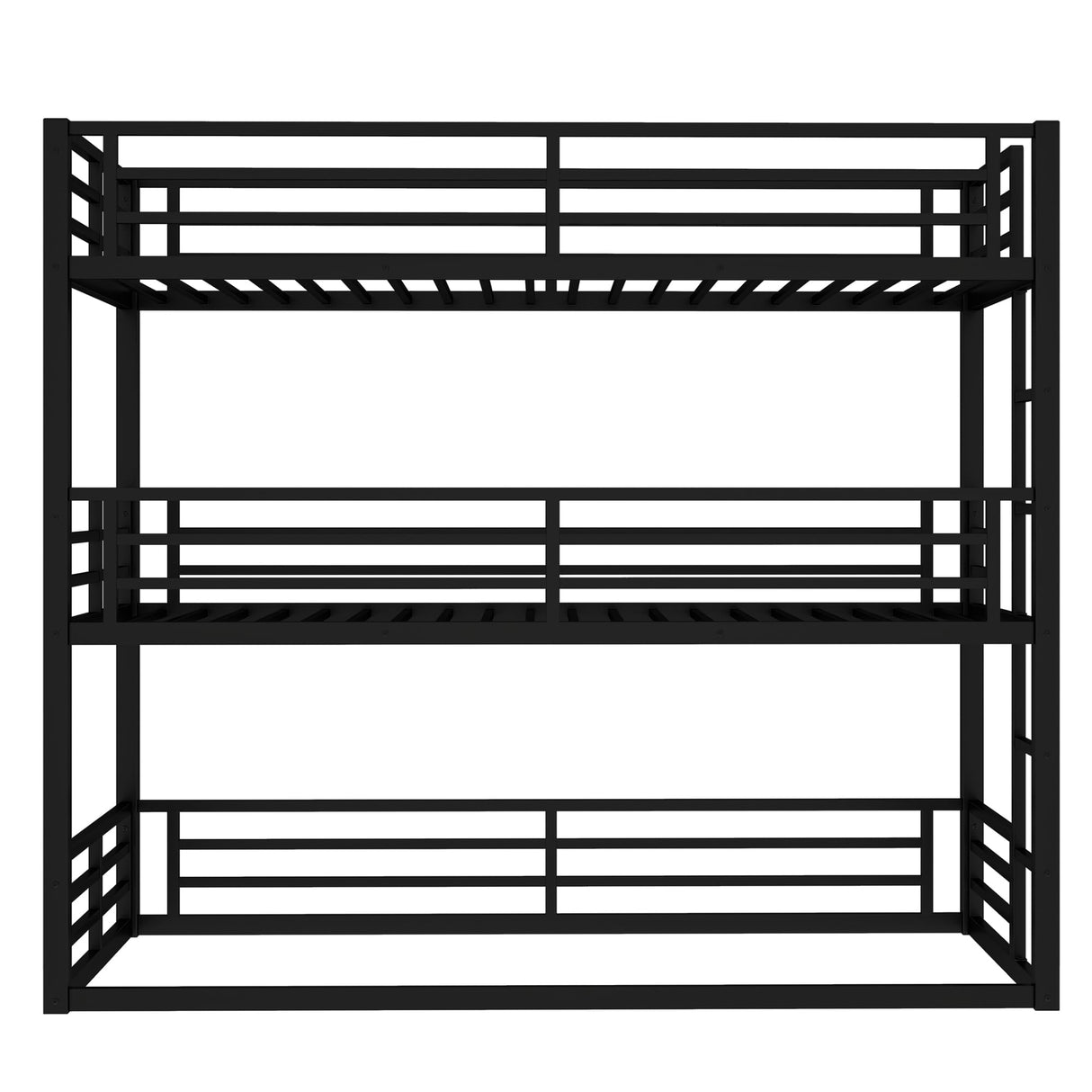Bellemave Triple Bunk Bed Twin XL Size, Heavy Duty 3 Bunk Beds with Safety Guardrails and Noise-Reduced Design, Metal Triple Bed for 3 Kids, Teens, Adults, No Box Spring Needed Black Bellemave