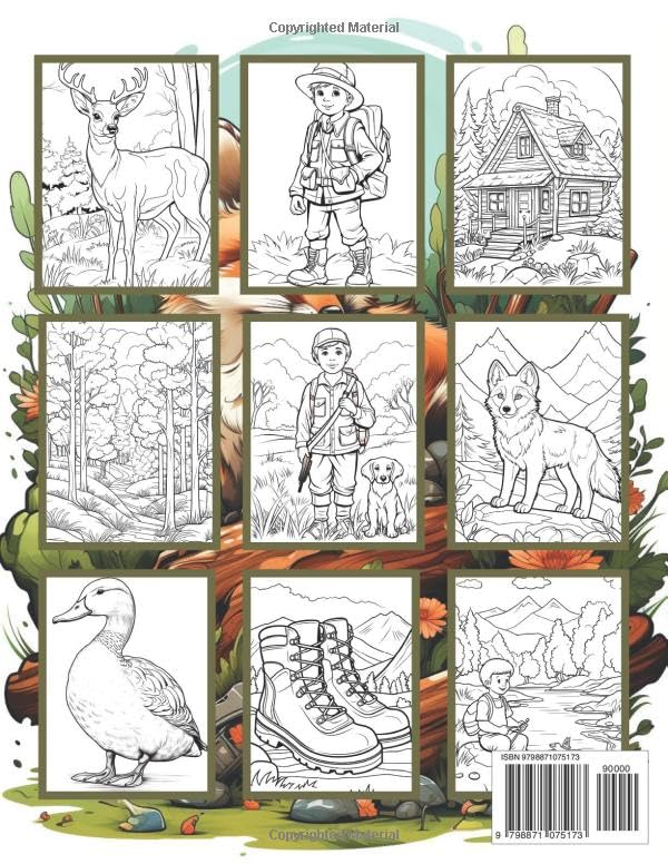 Hunting Coloring Book for Kids: 50 Beautiful Coloring Pages for Boys Ages 6-12 Majosta