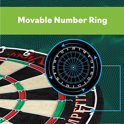 Viper League Regulation Bristle Steel Tip Dartboard Set with Staple-Free Bullseye, Galvanized Metal Thin Radial Spider Wire; High-Grade Compressed Sisal Board with Rotating Number Ring Extending Life Viper