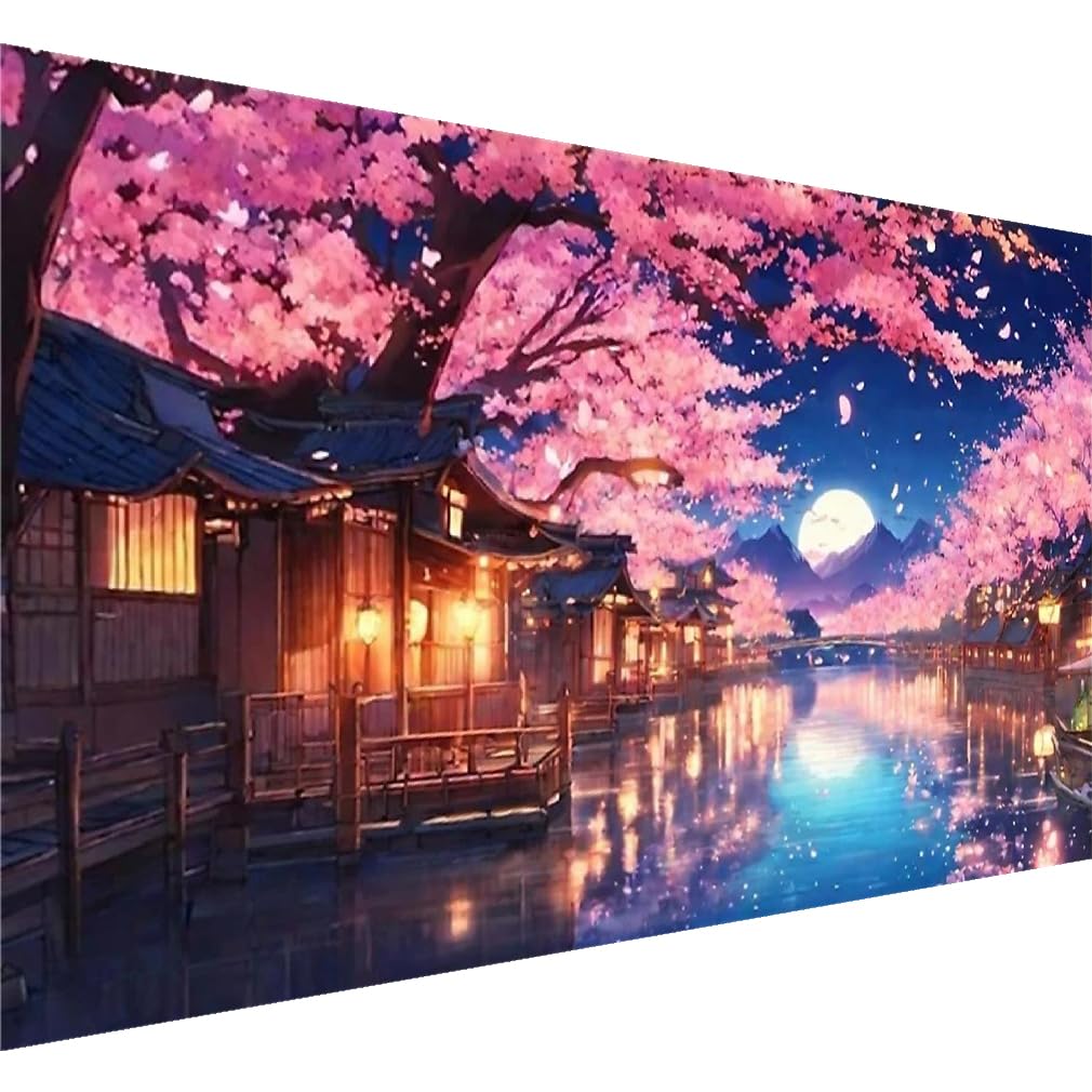pchmcu Large Diamond Art Kits for Adults - 5D Sakura Diamond Painting Kits for Adults,DIY Full Drill Crystal Rhinestone Arts and Crafts,Picture Paint with Diamond Home Wall Decor 27.5 X 15.7inch pchmcu