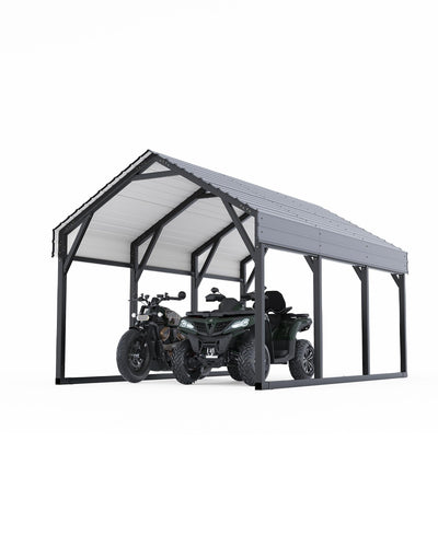 12 x 13 FT Metal Carport, Heavy Duty Carports Reinforced Frame and Steel Roof, All-Weather Shelter Canopy for Pickups, Boats, Cars, and Tractors