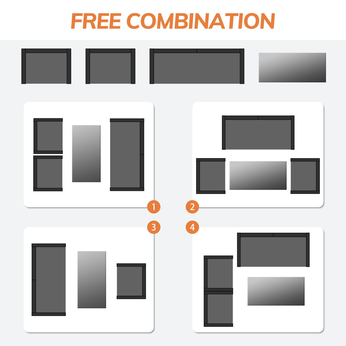 Seogwisam 4 Piece Patio Furniture Set, Outdoor Wicker Conversation Set, Rattan Sectional Sofa Couch with Glass Coffee Table & Thick Cushion for Backyard, Porch, Garden, Poolside, Black/Grey Seogwisam