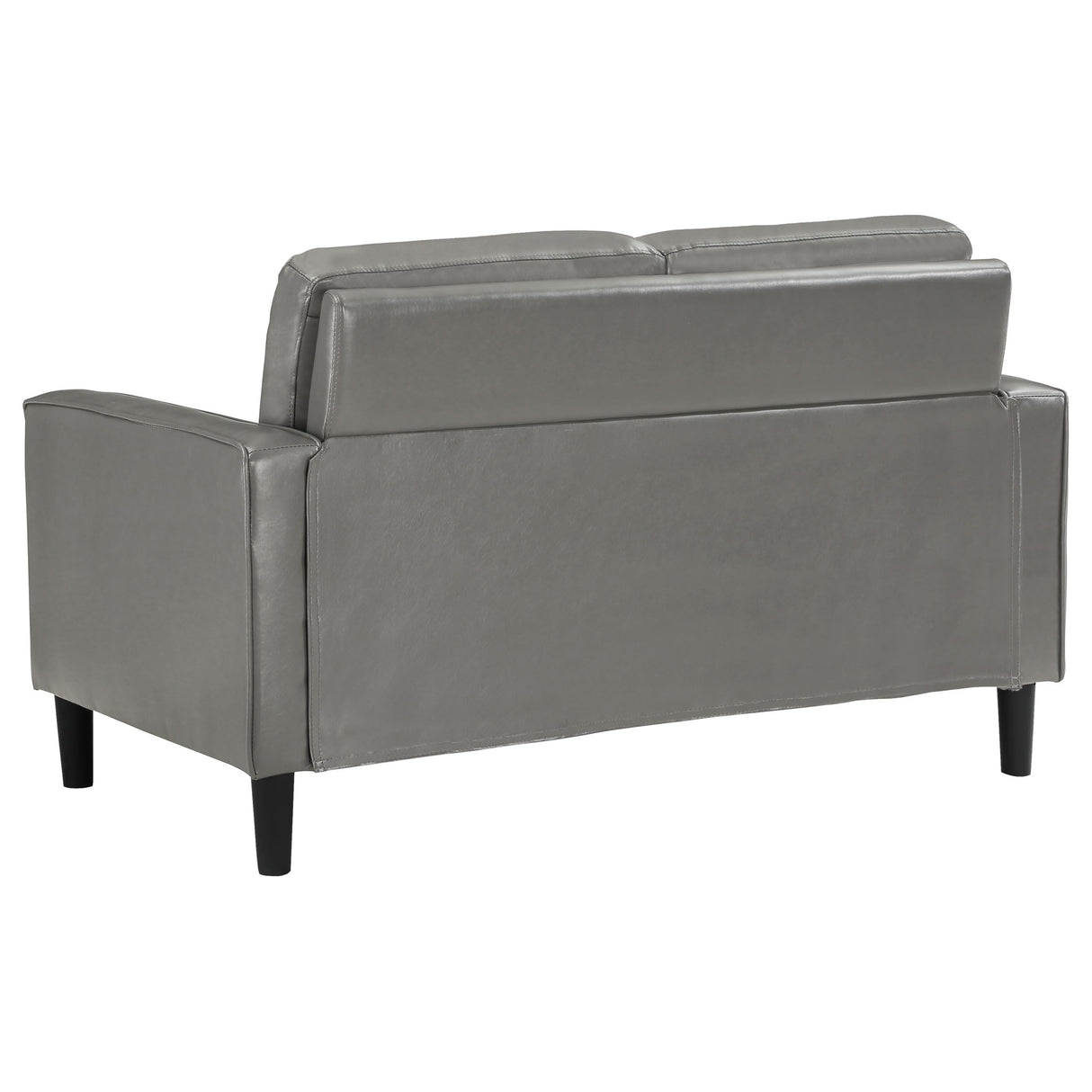 Coaster Home Furnishings - Ruth - Faux Leather - Upholstered Loveseat with Track Arms, Foam-Filled Cushions, and Straight Tapered Legs - Living Room - Gray - 508366 Coaster Fine Furniture