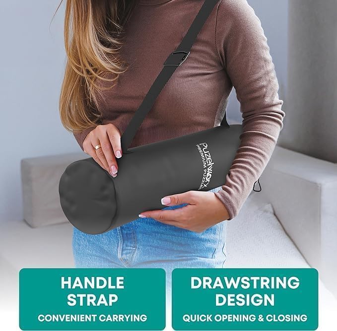 Point Games Rubber Puzzle Mat, Jigsaw Roll Up Mat for Puzzles - Jigsaw Mat 1500 Pieces Protector, Saver, Organizer, Non-Slip Rubber Bottom, Polyester Top w/Storage Bag + Bonus Puzzle Glue Point Games