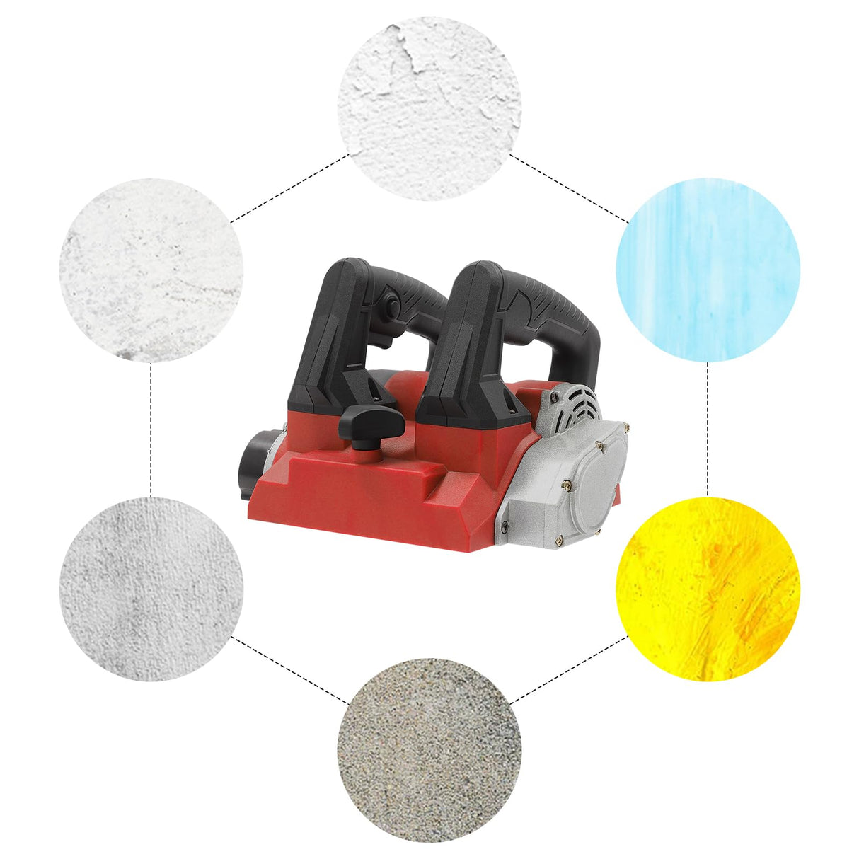 1300W Electric Wall Planer, Handheld Power Hand Planer Portable Roller Planer with Cable, Electric Wall Concrete Tool for Wall Renovation (Red) HuaShuani