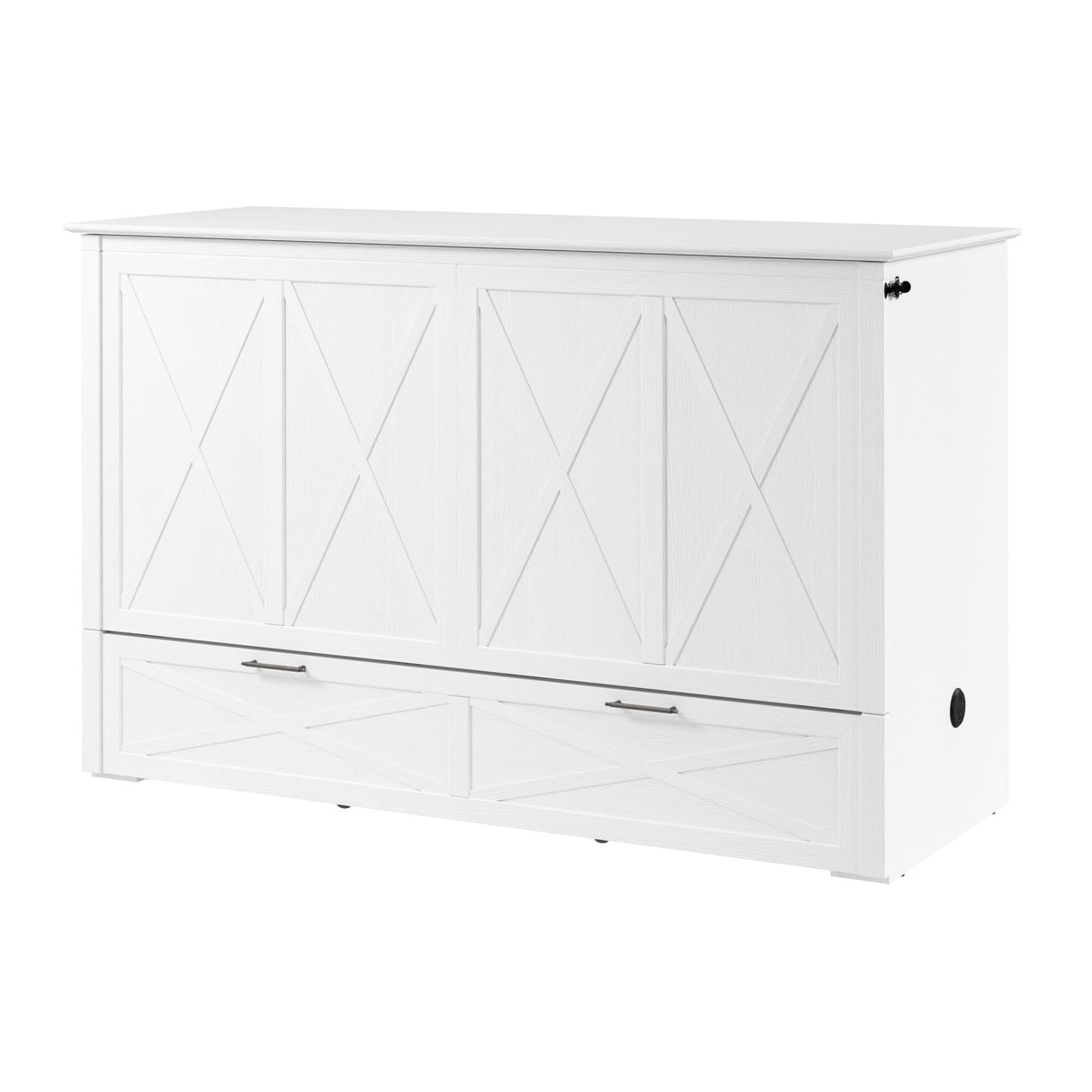 Bestar Murphy Cabinet Bed 65-inch Queen with Pullout Drawer for Bedroom, Guestroom, Key West Collection, Modern, White Bestar