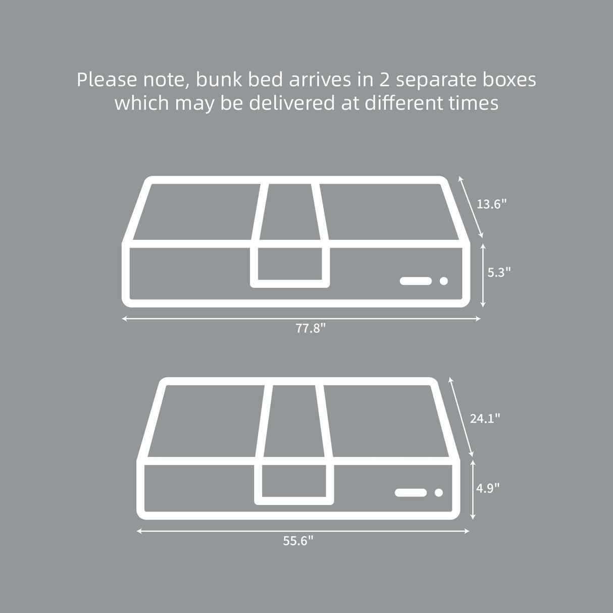 FLEXISPOT Twin Over Full Bunk Bed with Flexible Ladder,Kids Solid Wood Bed Frame,Strong Wooden Slats, Non-Toxic Finishes, No Box Spring Needed,Grey FLEXISPOT