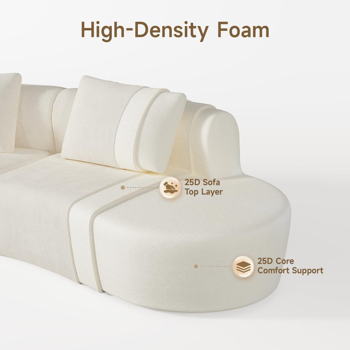 ONBRILL 134" Cloud Sectional Couch,Modern Modular Curved Sofa with Deep Seat,Upholstered Chenille Boneless Upholstered Couches for Living Room,No Assembly Required ONBRILL