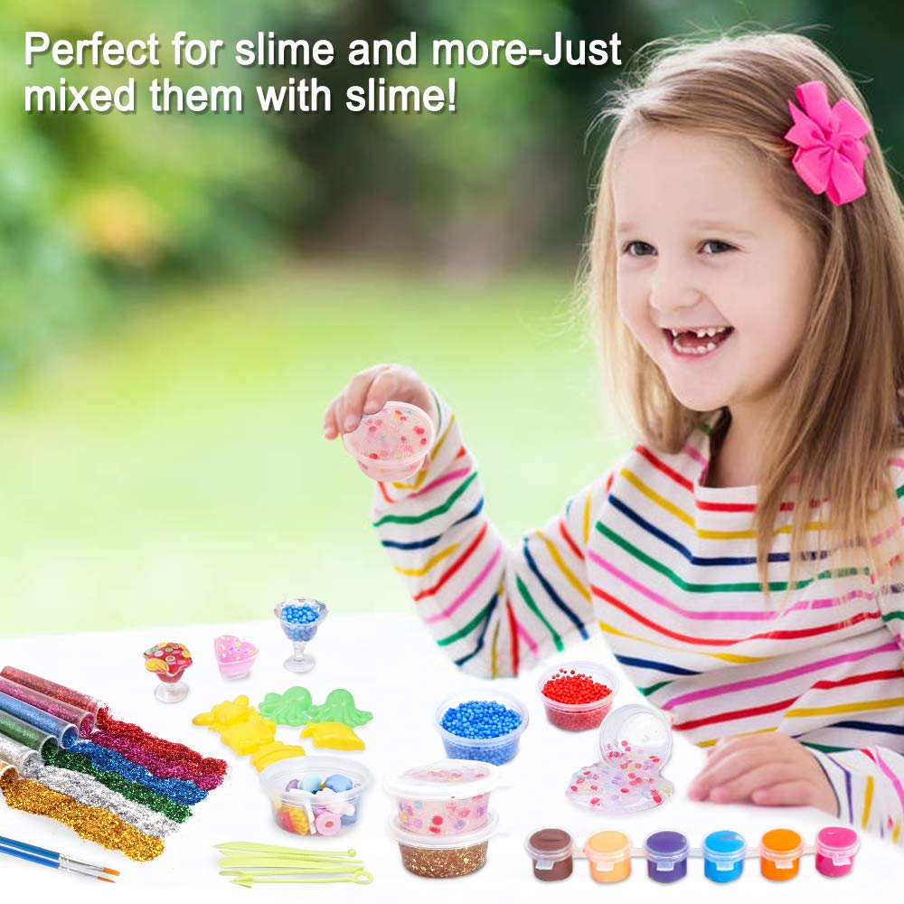 Slime Supplies Kit, 205 Pack Add Ins Slime Kit for Kids Girls Slime Making, Including Foam Balls, Glitter, Fishbowl Beads, Charms, Clear Containers by WINLIP WINLIP