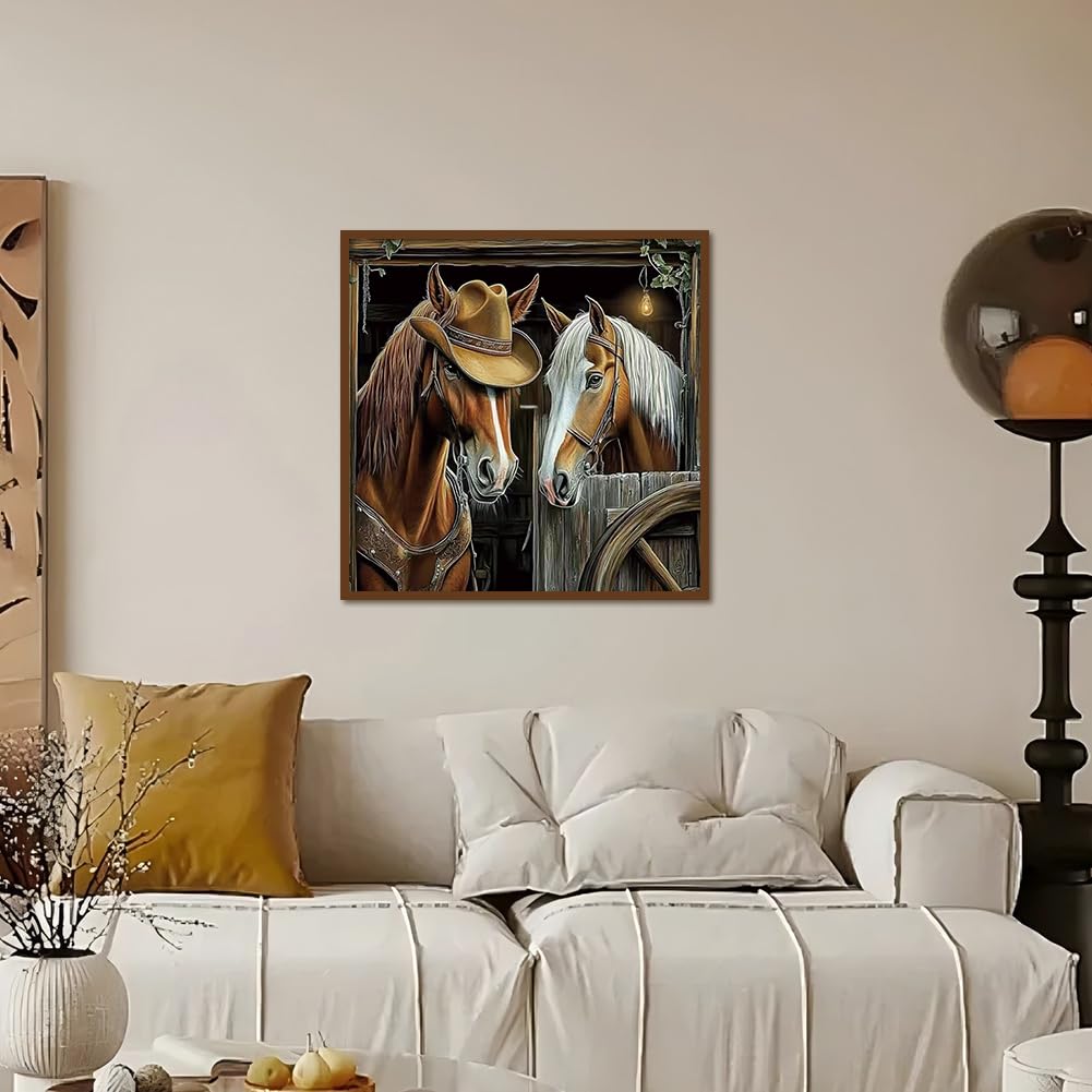 Kulvci Horse Diamond Painting Kits for Adults, Round Full Drill Diamond Art Kits, 5D DIY Diamonds Crafts for Home Wall Decoration Gifts 12×12Inch Kulvci