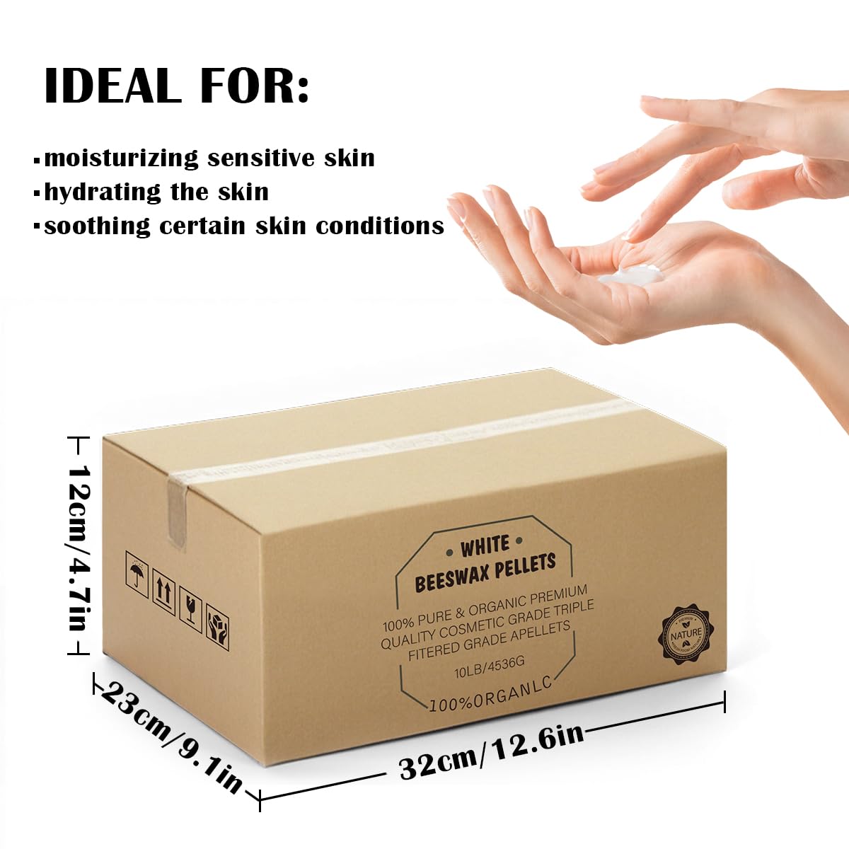 Beeswax Pellets 10LB, Organic White Bees Wax for DIY Candles, Beeswax for Candle Making, Skin, Body, Face, and Hair Care, Lotions, DIY Creams, Lip Balm and Soap Making Supplies Lomangdi