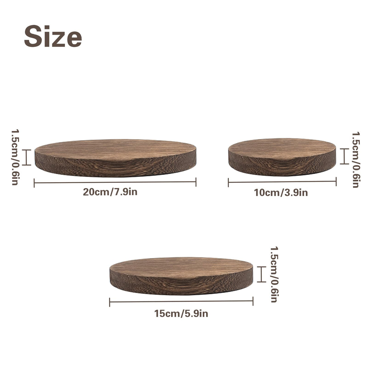 3 PCS Wooden Display Riser for Display Wood Risers for Decor and Organizer Round Display Stand Farmhouse Rustic Decor Risers Wood Riser Pedestal Stand for Candles Plants Cups (Brown, 8/6/4 Inch) QoTang